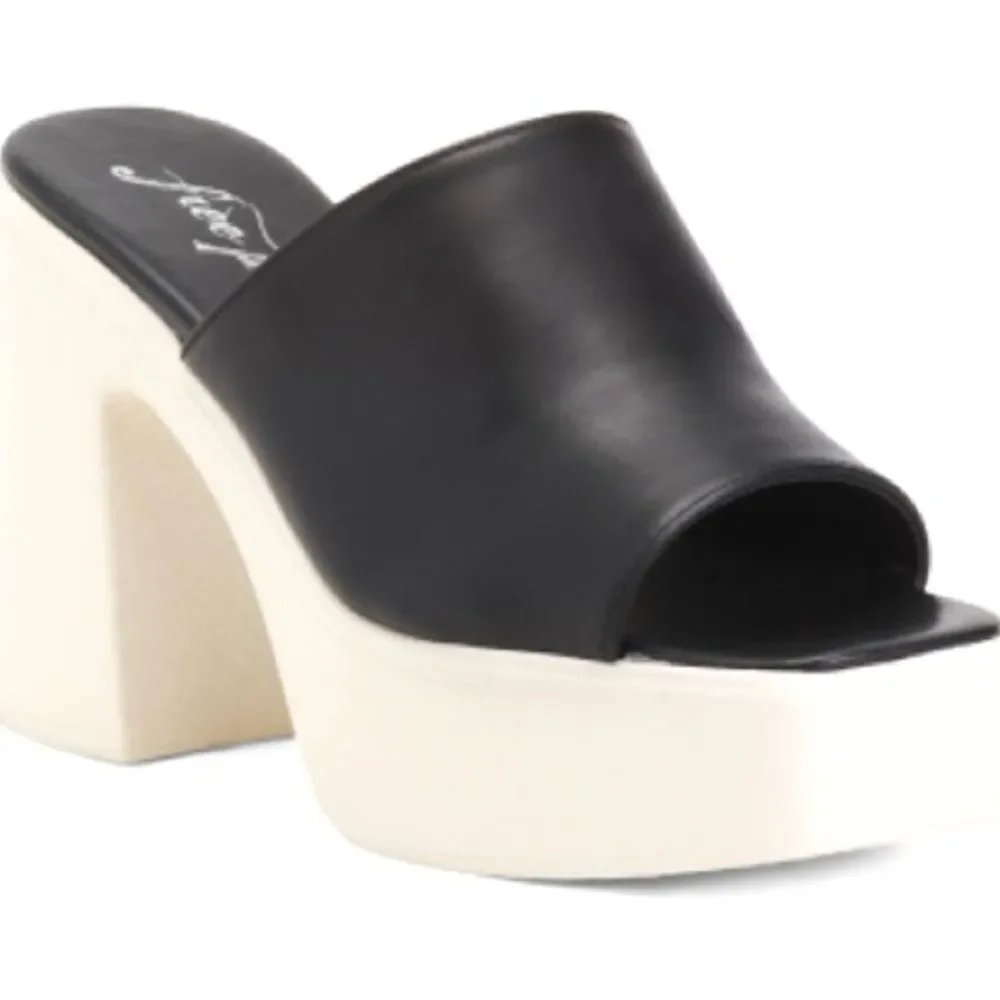 NEW Free People Zoe Platform Slide Sandals Black Noir Made in Italy Size EU 41